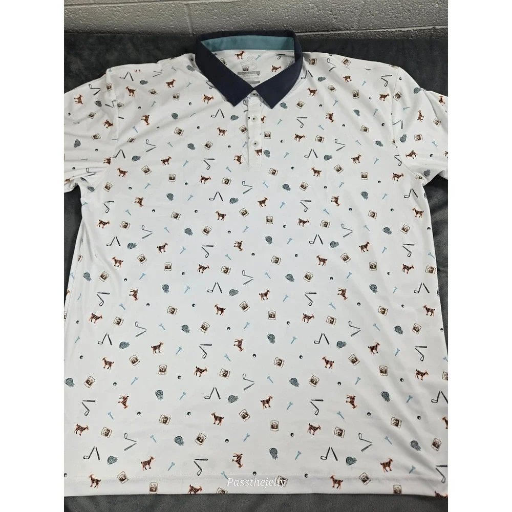 Swannie Shirt Mens XXXL Tour Party All Over Print Golf Polo Drink Giraffe Print